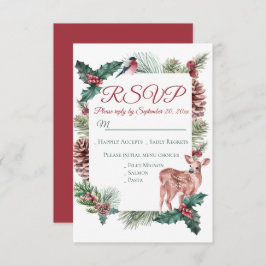 Invitación Boda rojo de Navidades deer floral del invierno RS