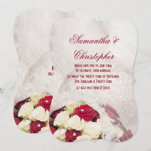 Invitación Boda rojo del ramo y del vestido del rosa blanco