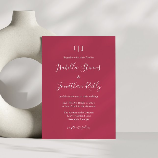 Invitación Boda rojo magenta clásico minimalista (Subido por el creador)