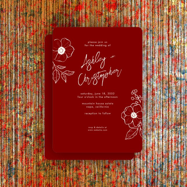 Invitación Boda rojo mínimo de rubí bucal (Subido por el creador)