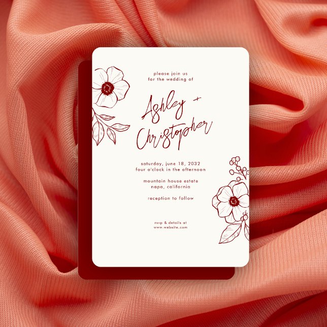 Invitación Boda rojo mínimo de rubí bucal (Subido por el creador)