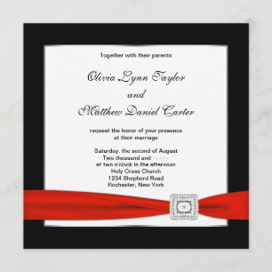 Invitación Boda rojo negro rojo blanco
