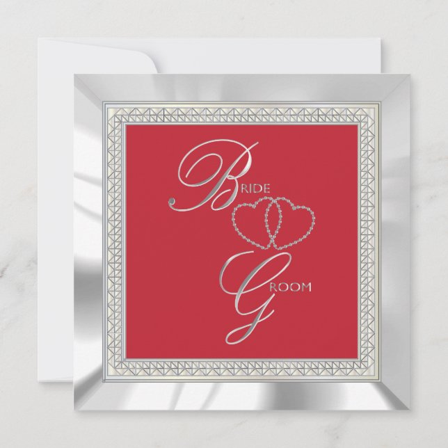 Invitación Boda rojo oscuro y plateado (Reverso)