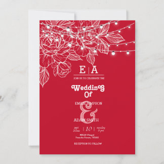Invitación boda rojo profundo único