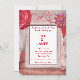 Invitación Boda Rojo Rústico Floral
