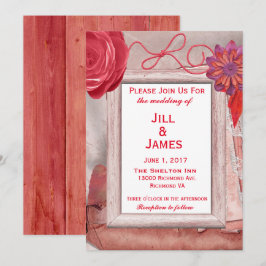 Invitación Boda Rojo Rústico Floral