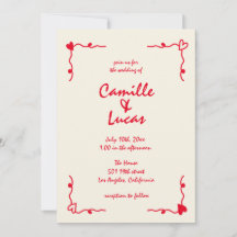 Boda Rojo Whimsical Retro Escrito A Mano