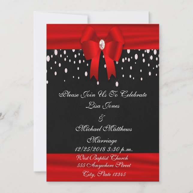 Invitación Boda rojo y negro (Anverso)