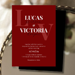 Invitación Boda rojo y negro expresivo