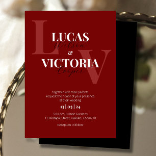 Invitación Boda rojo y negro expresivo