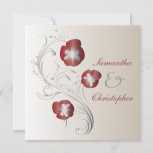Invitación Boda rojo y plateado