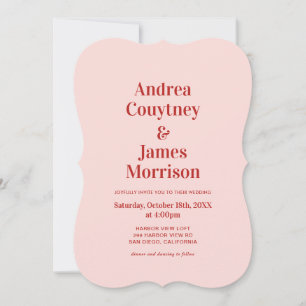 Invitación Boda rojo y rosa