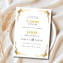 Invitación Boda Rollo de Oro en Esquina Marco