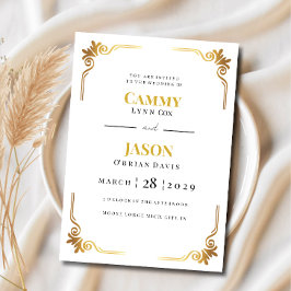 Invitación Boda Rollo de Oro en Esquina Marco