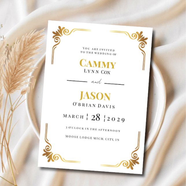 Invitación Boda Rollo de Oro en Esquina Marco  (Subido por el creador)