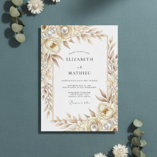 Invitación Boda Romance Botánico Crema