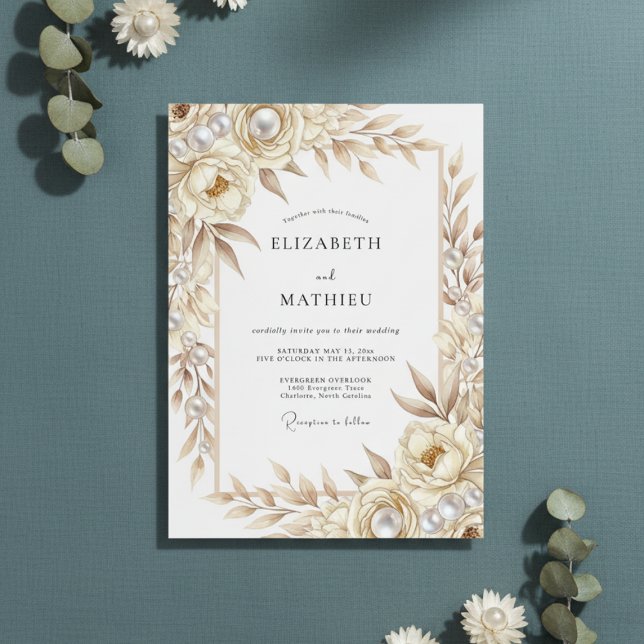 Invitación Boda Romance Botánico Crema (Subido por el creador)