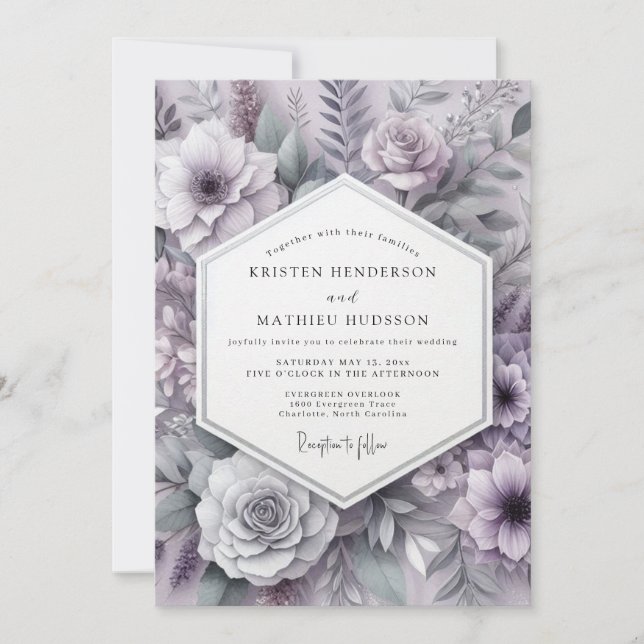 Invitación Boda Romance Botánico Esmeralda (Anverso)