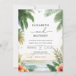 Invitación Boda Romance de Palm Archway Tropical