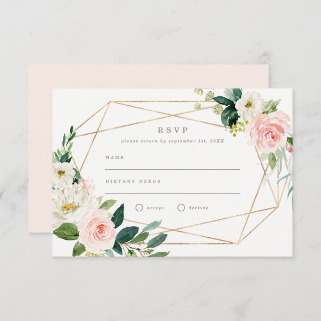 Invitación Boda Romance de primavera geométrica RSVP (Anverso / Reverso)
