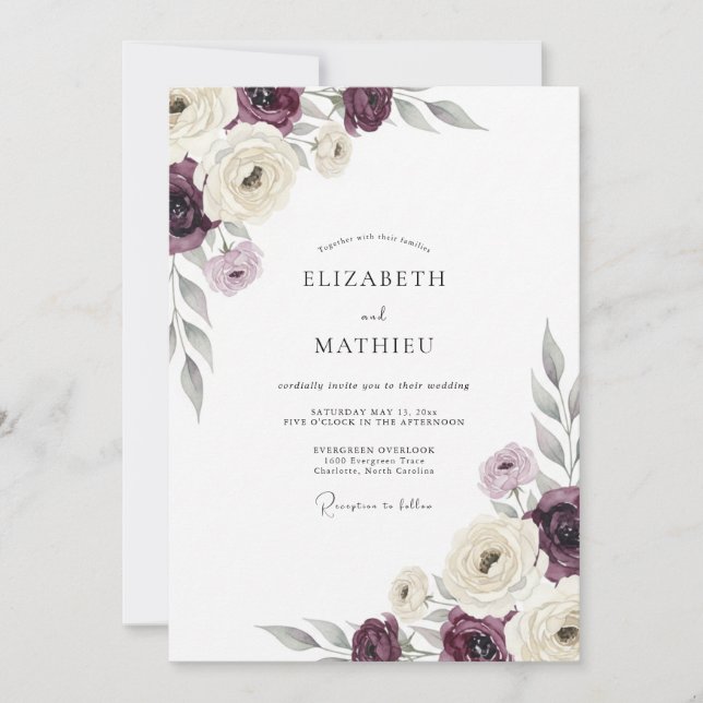 Invitación Boda Romance Flor de Ciruelo (Anverso)