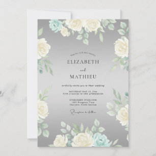 Invitación Boda Romance Flor de Crema Gris