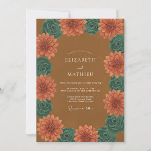 Invitación Boda Romance Flor de Dalia de Terracota