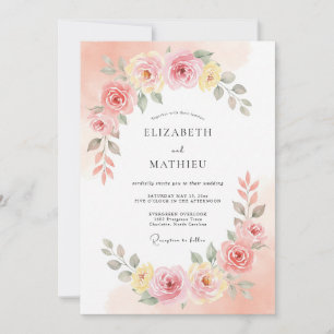 Invitación Boda Romance Flor de Melocotón Rubor