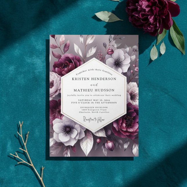 Invitación Boda Romance Floral Ciruela (Subido por el creador)