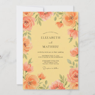 Invitación Boda Romance Floral Coral