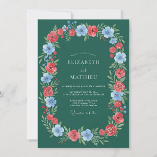 Invitación Boda Romance Floral Corona de Esmeralda