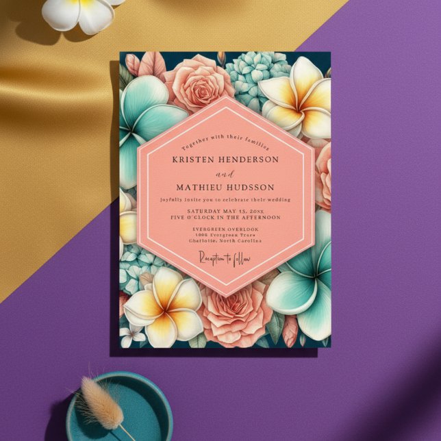 Invitación Boda Romance Floral de Coral (Subido por el creador)