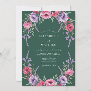 Invitación Boda Romance Floral Lujuriosa Esmeralda