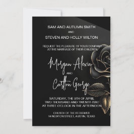 Invitación Boda Romance Oro y Rosa Negra