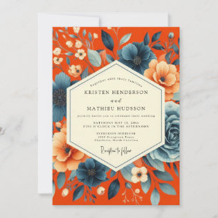 Invitación Boda Romance Otoñal Floral Rosado
