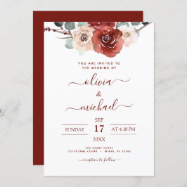 Invitación Boda Románico Borgoña Eucalyptus Cae