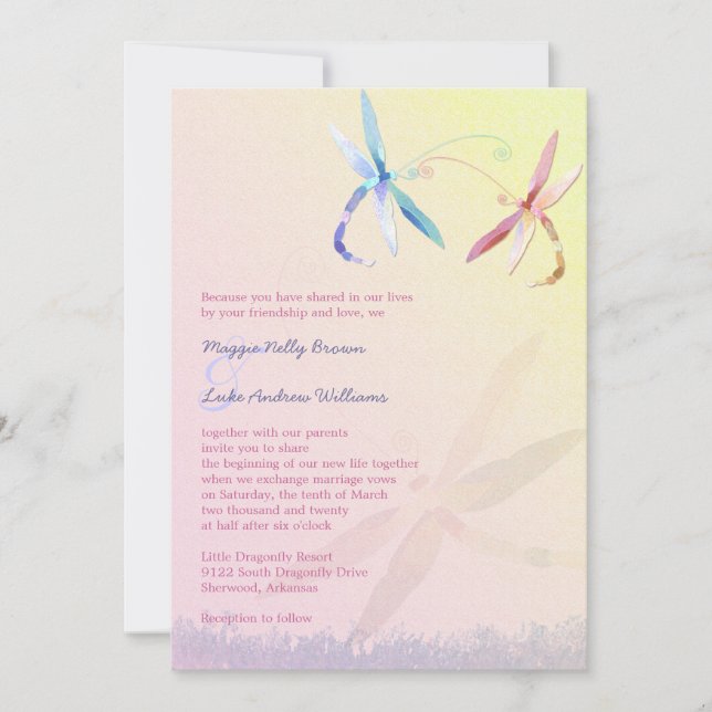 Invitación Boda Romantic Garden Dragonfly (Anverso)
