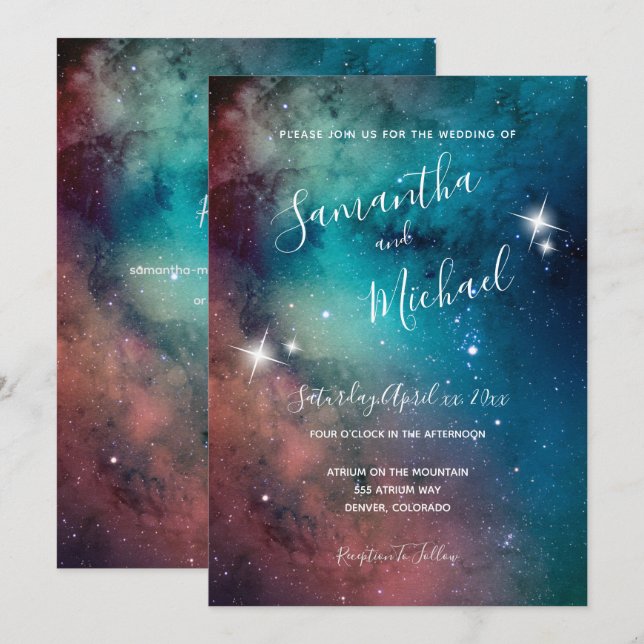 Invitación Boda Romantic Star Lit Sky (Anverso / Reverso)