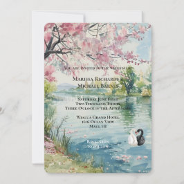 Invitación Boda Romantic Swans Lake