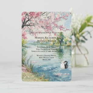 Invitación Boda Romantic Swans Lake