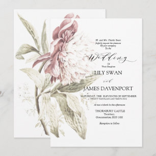 Invitación Boda Romantic Vintage Peony
