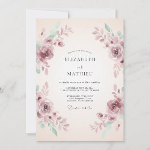 Invitación Boda Romántica Acuarela en Malva