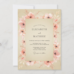 Invitación Boda Romántica Amapola de Coral