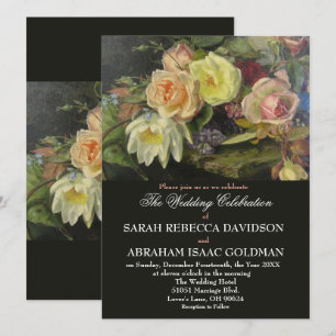 Invitación Boda Romántica Antigüedad Tole Pintura Oscura y Me