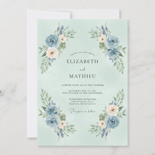Invitación Boda Romántica Arco de Flor de Cielo (Anverso)