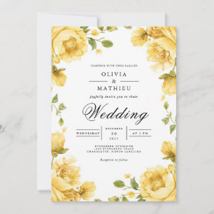 Invitación Boda Romántica Arco Floral Dorado