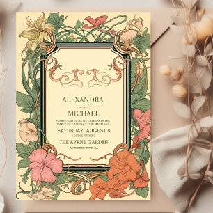 Invitación Boda romántica Art Nouveau