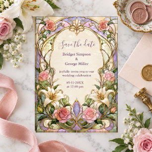 Invitación Boda Romántica Art Nouveau Lily Rose