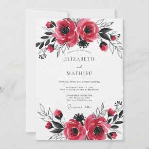 Invitación Boda Romántica Artística Carmesí