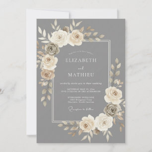 Invitación Boda Romántica Atemporal de Gris Pizarra